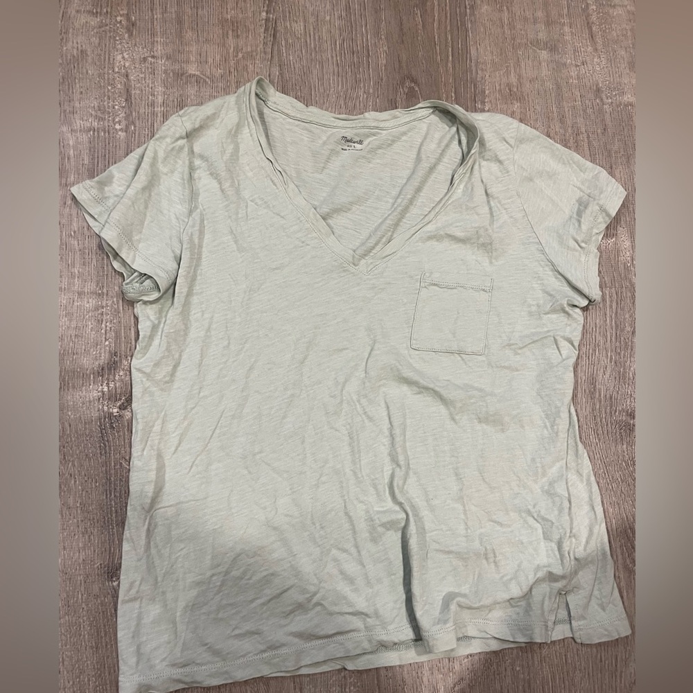Madewell, Sage green, V neck pocket Tee